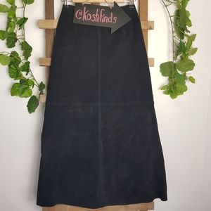 Vintage Danier Leather Suede Leather A-Line Maxi Skirt Size 2